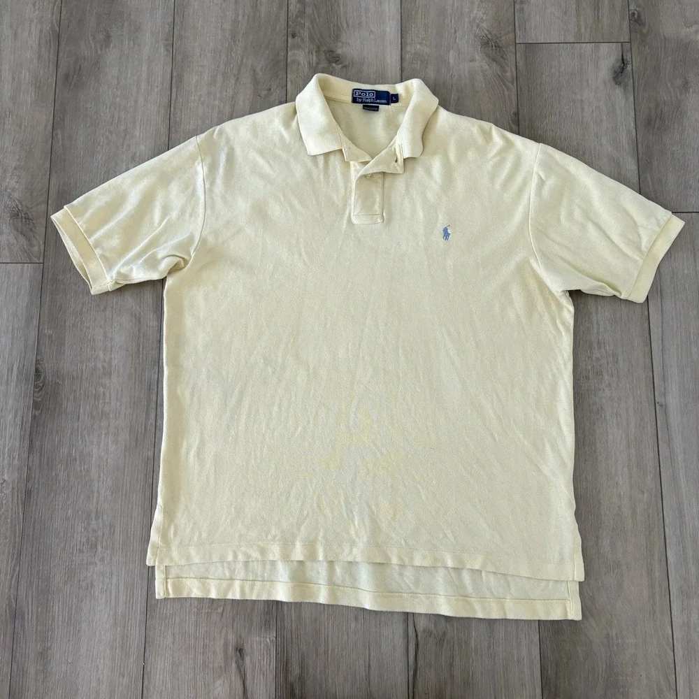 Vintage Polo By Ralph Lauren Mens Polo Shirt Size L Butter Yellow Preppy Classic